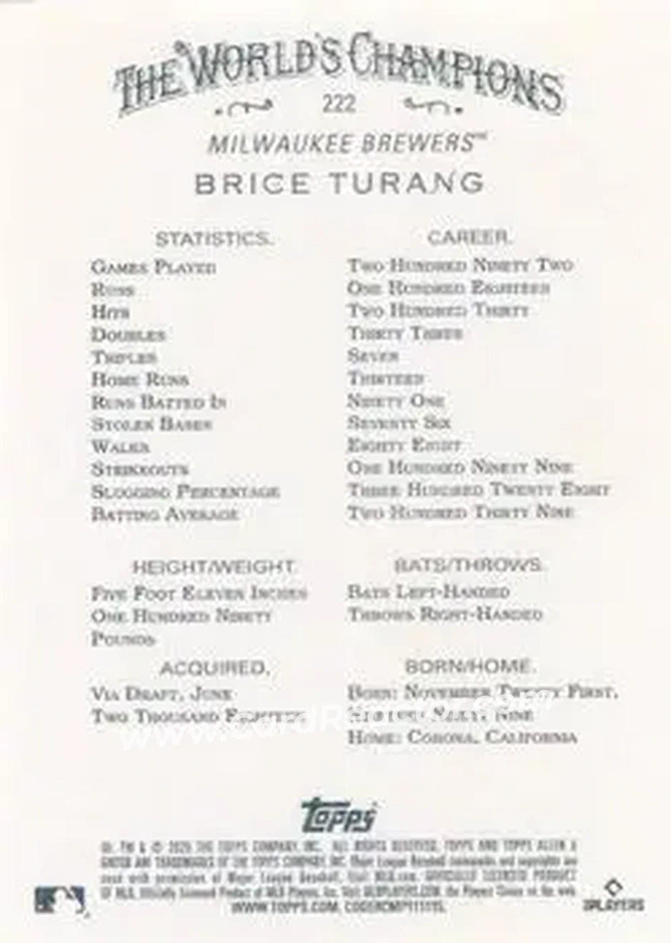 Back of Brice Turang