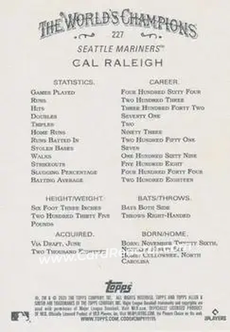Back of Cal Raleigh