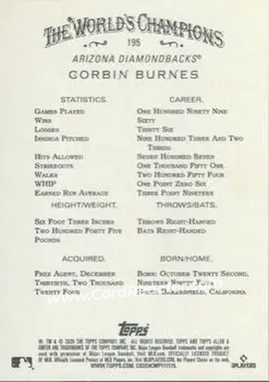 Back of Corbin Burnes