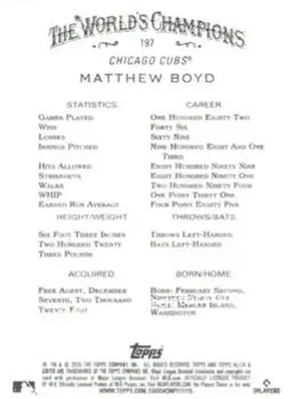 Back of Matthew Boyd