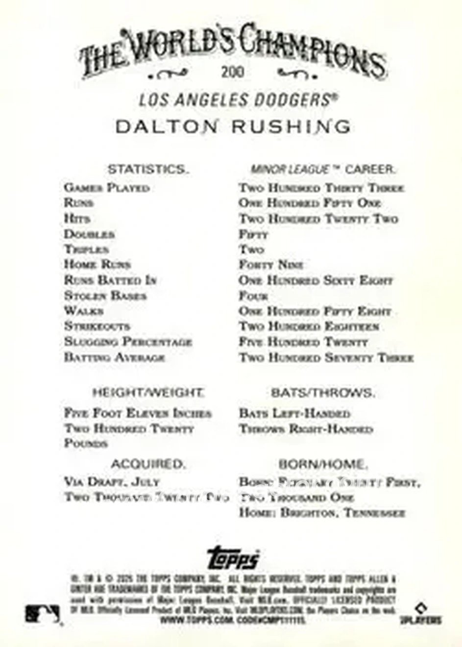 Back of Dalton Rushing