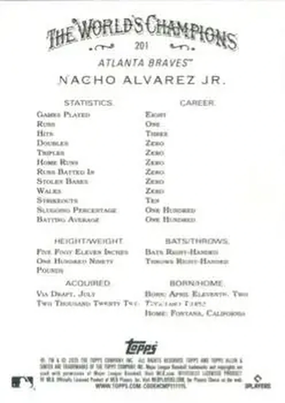 Back of Nacho Alvarez Jr.