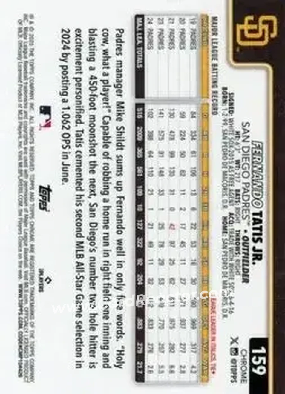 Back of Fernando Tatis Jr.