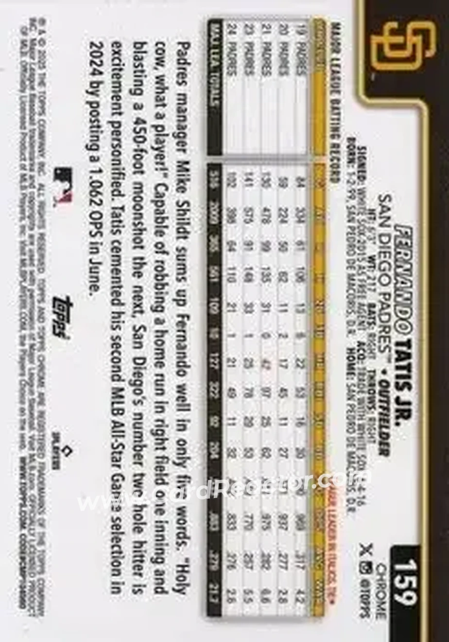 Back of Fernando Tatis Jr.
