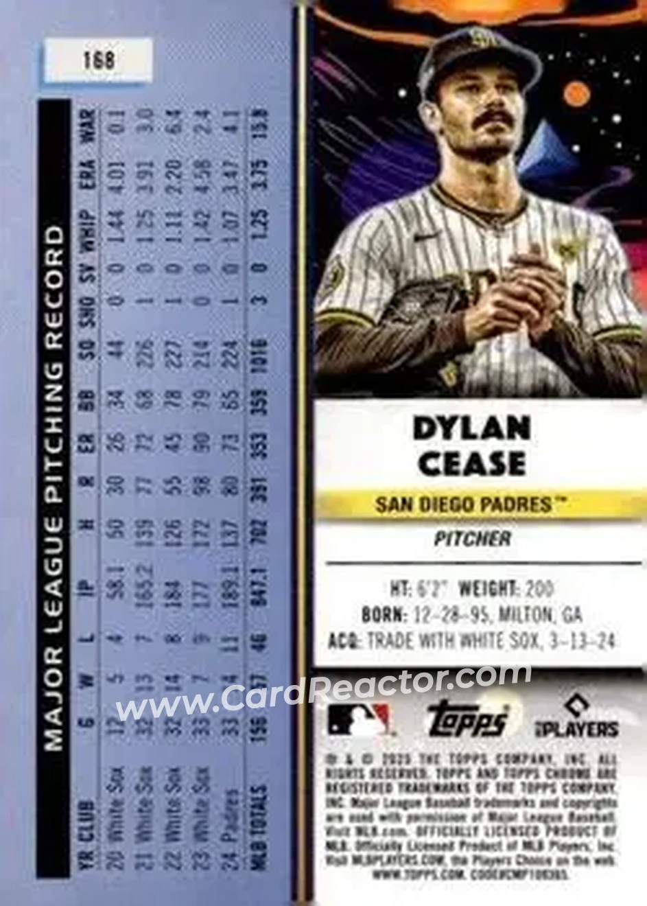 Back of Dylan Cease