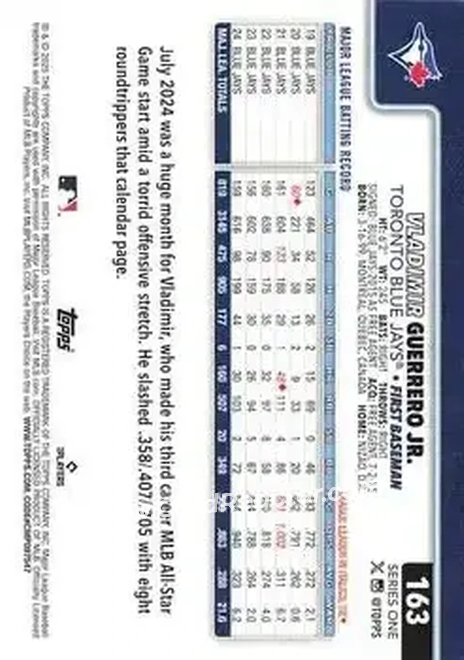 Back of Vladimir Guerrero Jr.