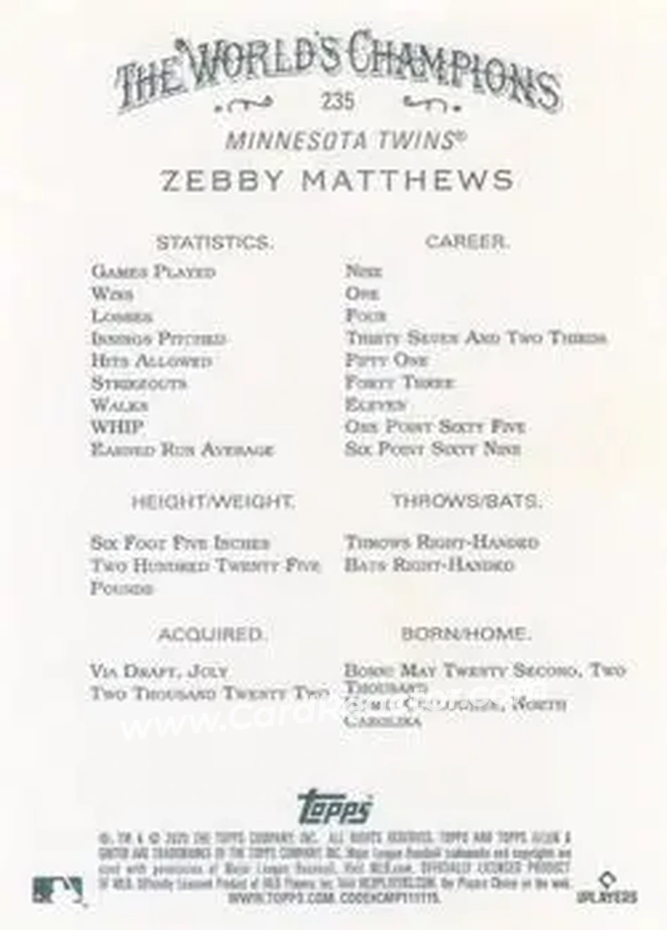 Back of Zebby Matthews