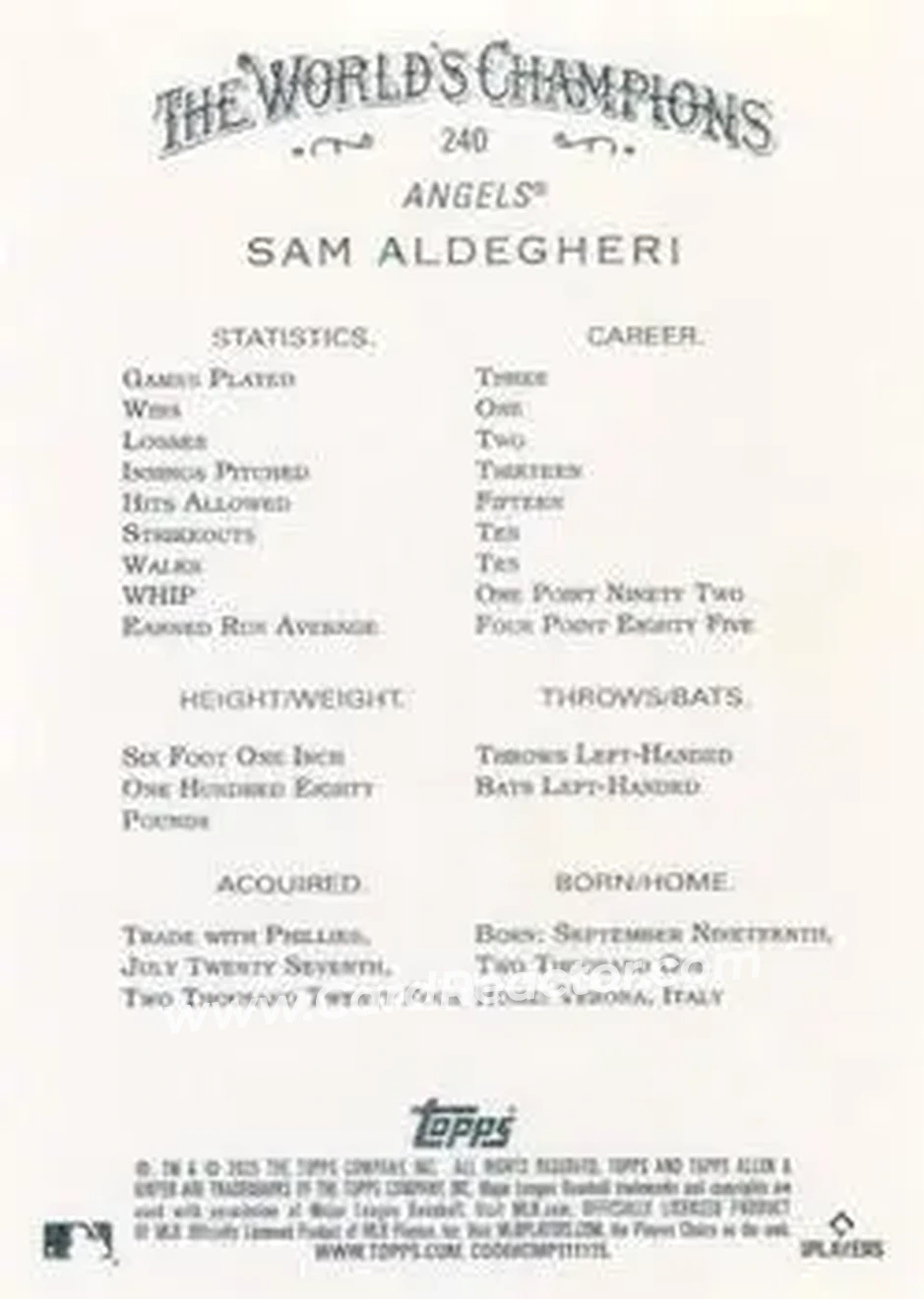 Back of Sam Aldegheri