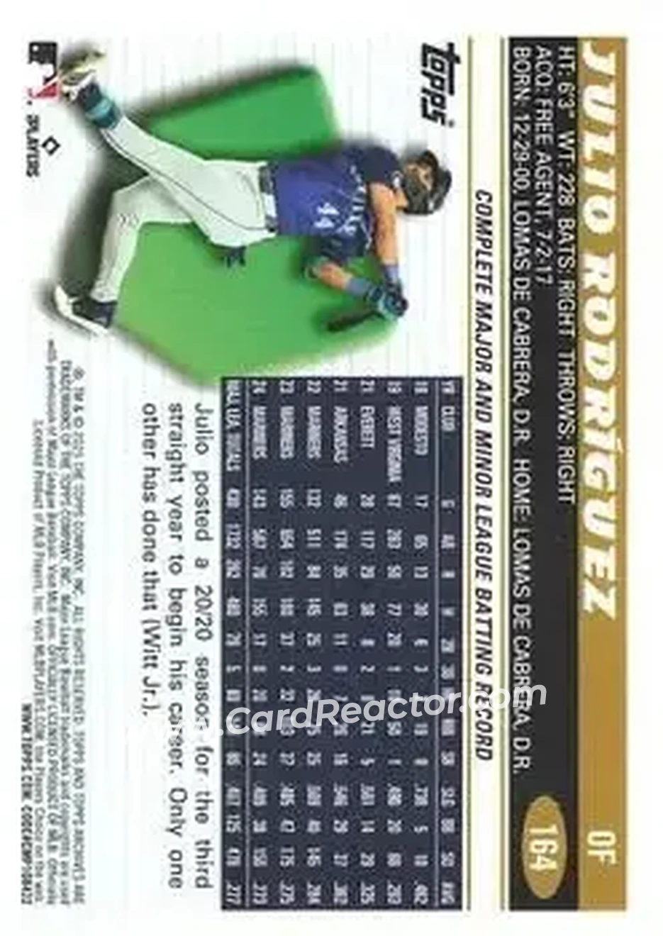 Back of Julio Rodríguez