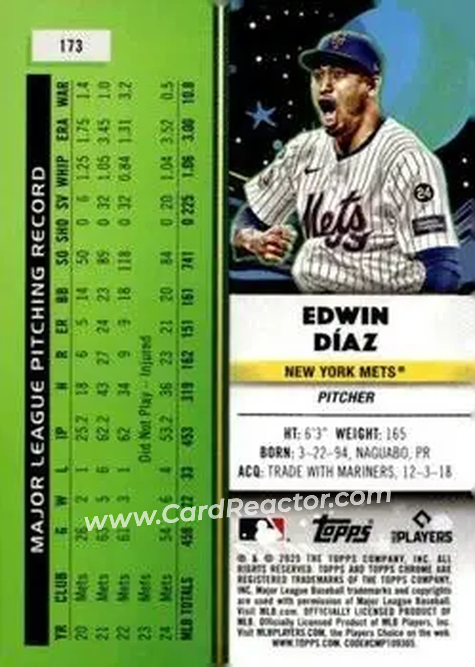 Back of Edwin Díaz