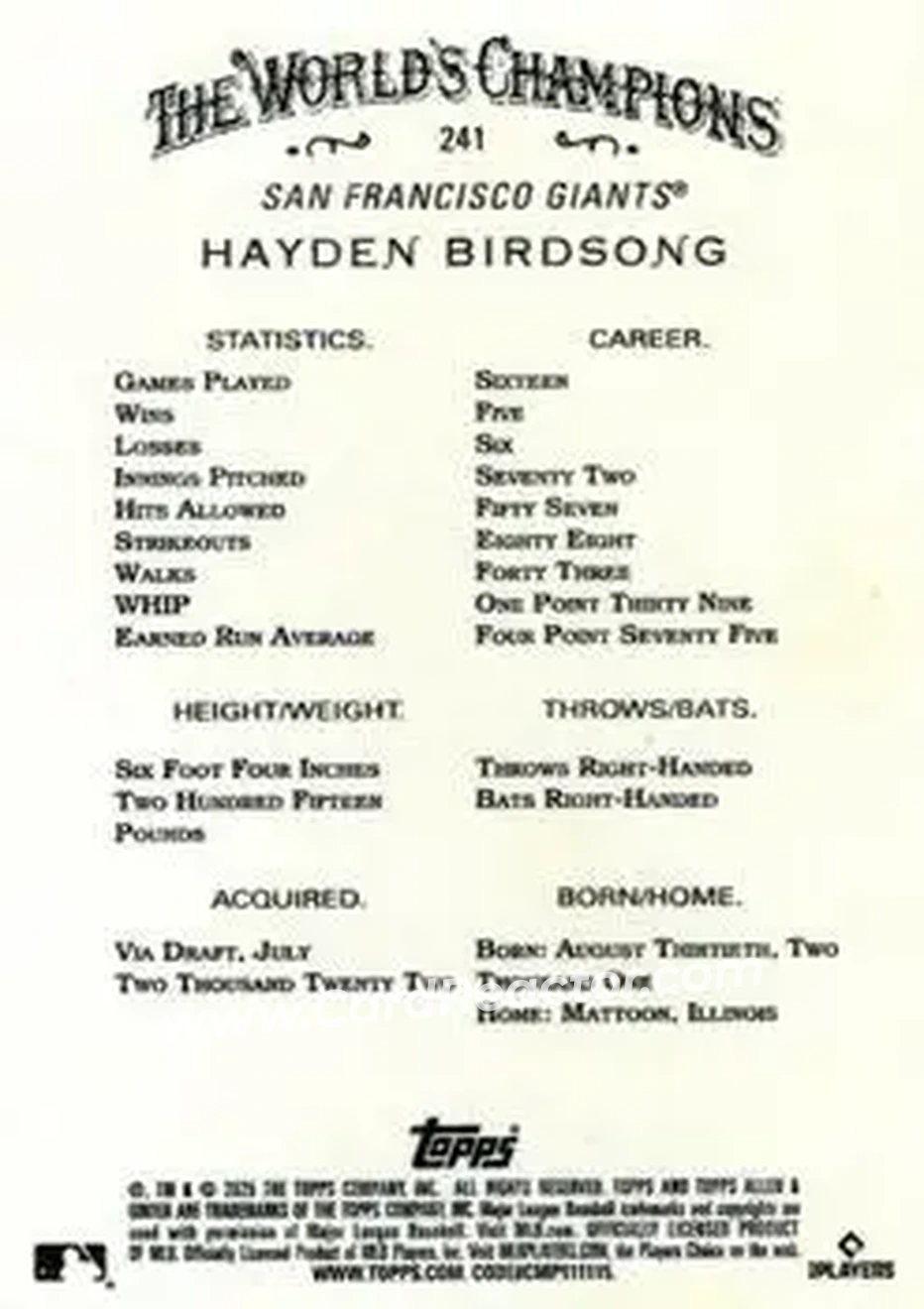 Back of Hayden Birdsong
