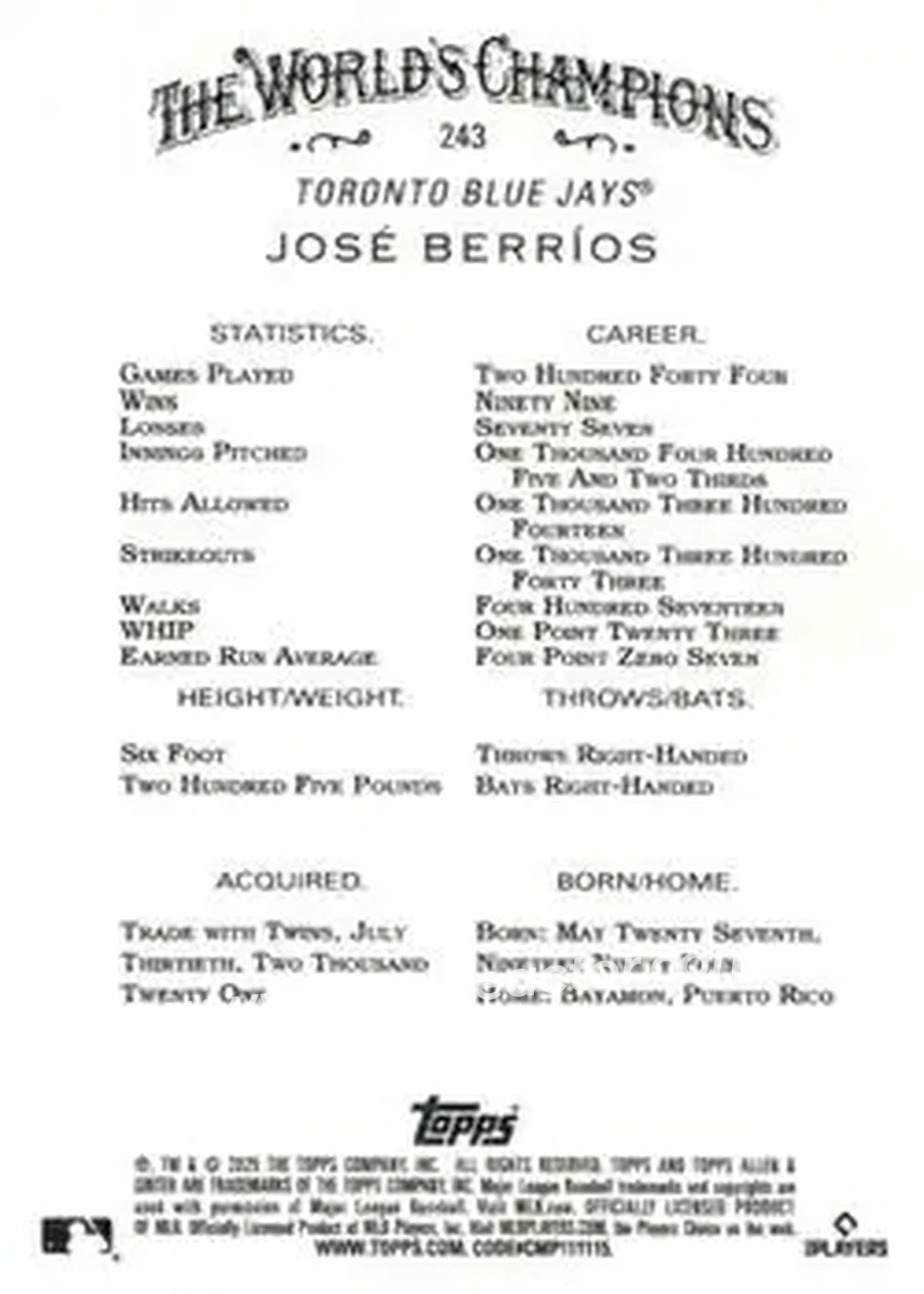 Back of José Berríos
