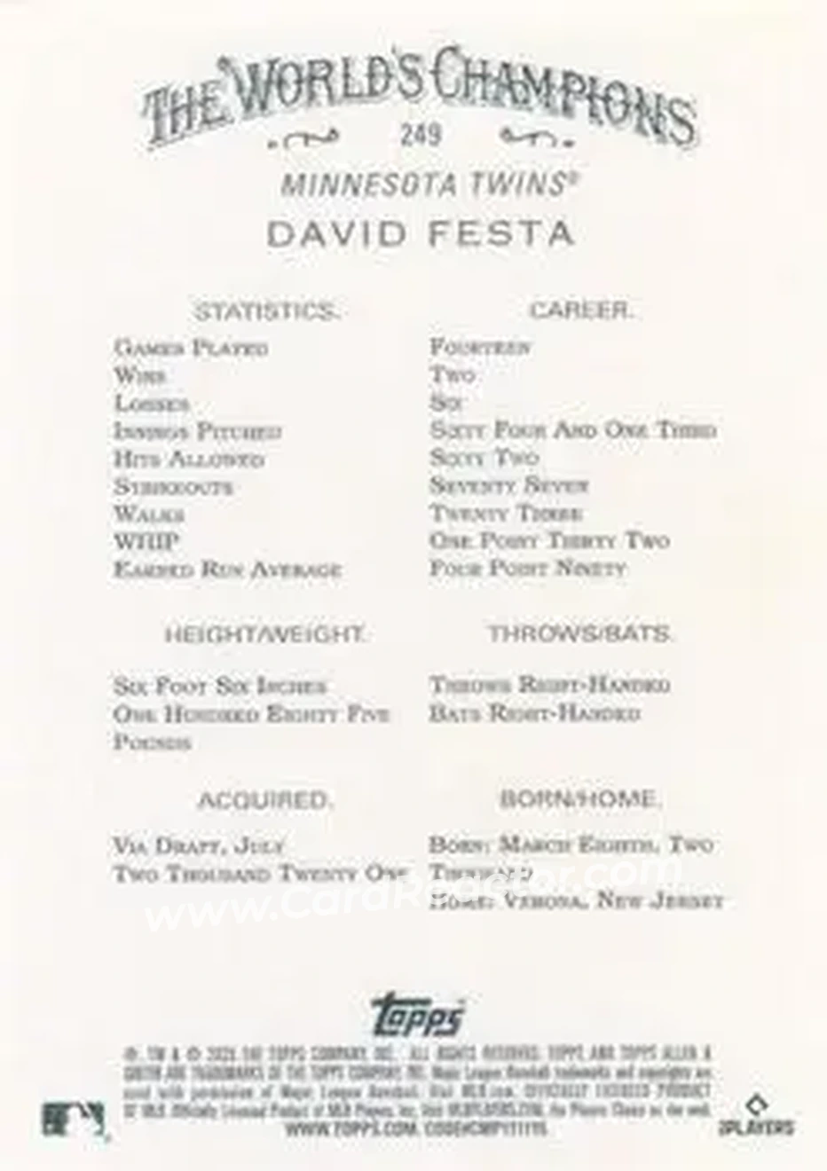 Back of David Festa