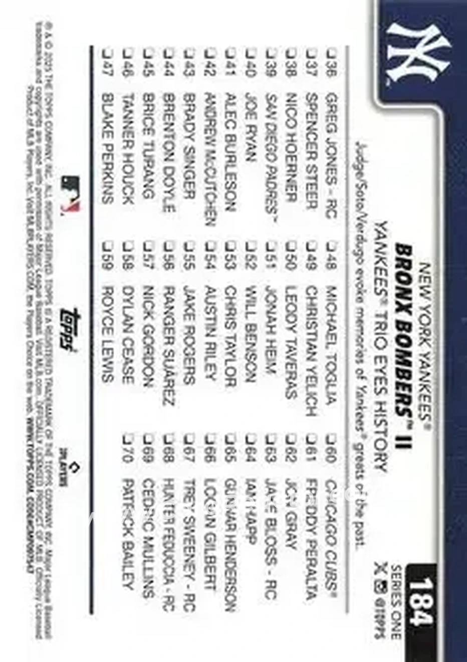 Back of Card #184
