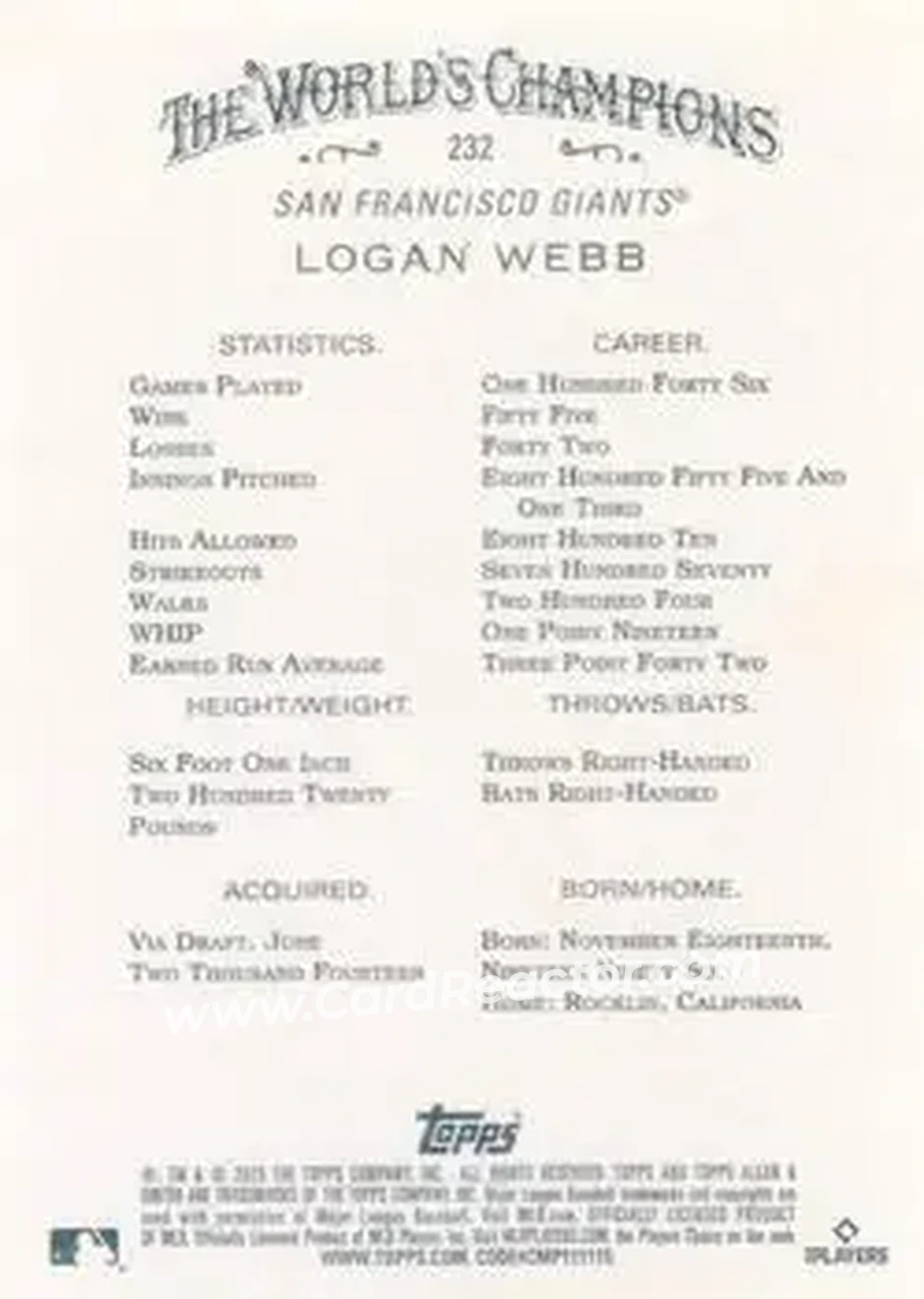 Back of Logan Webb