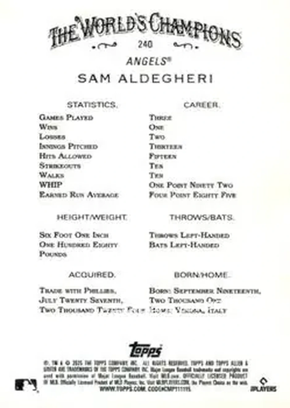 Back of Sam Aldegheri