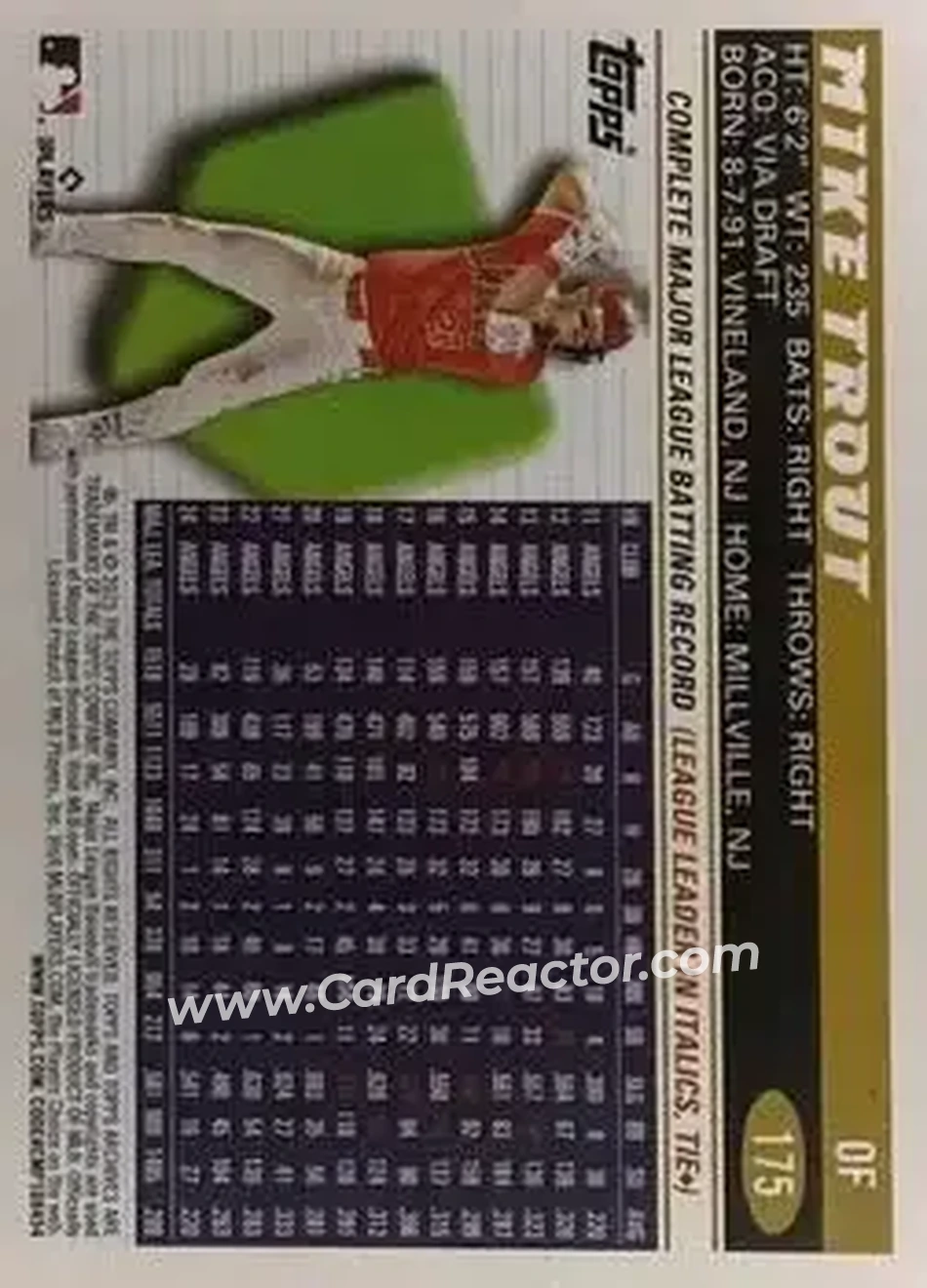 Back of Mike Trout