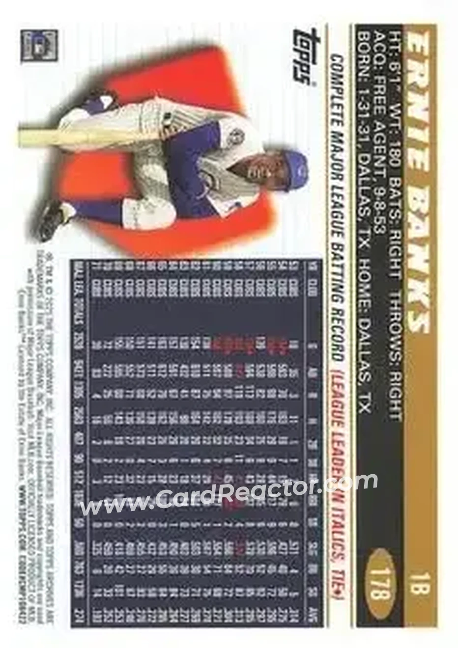 Back of Ernie Banks