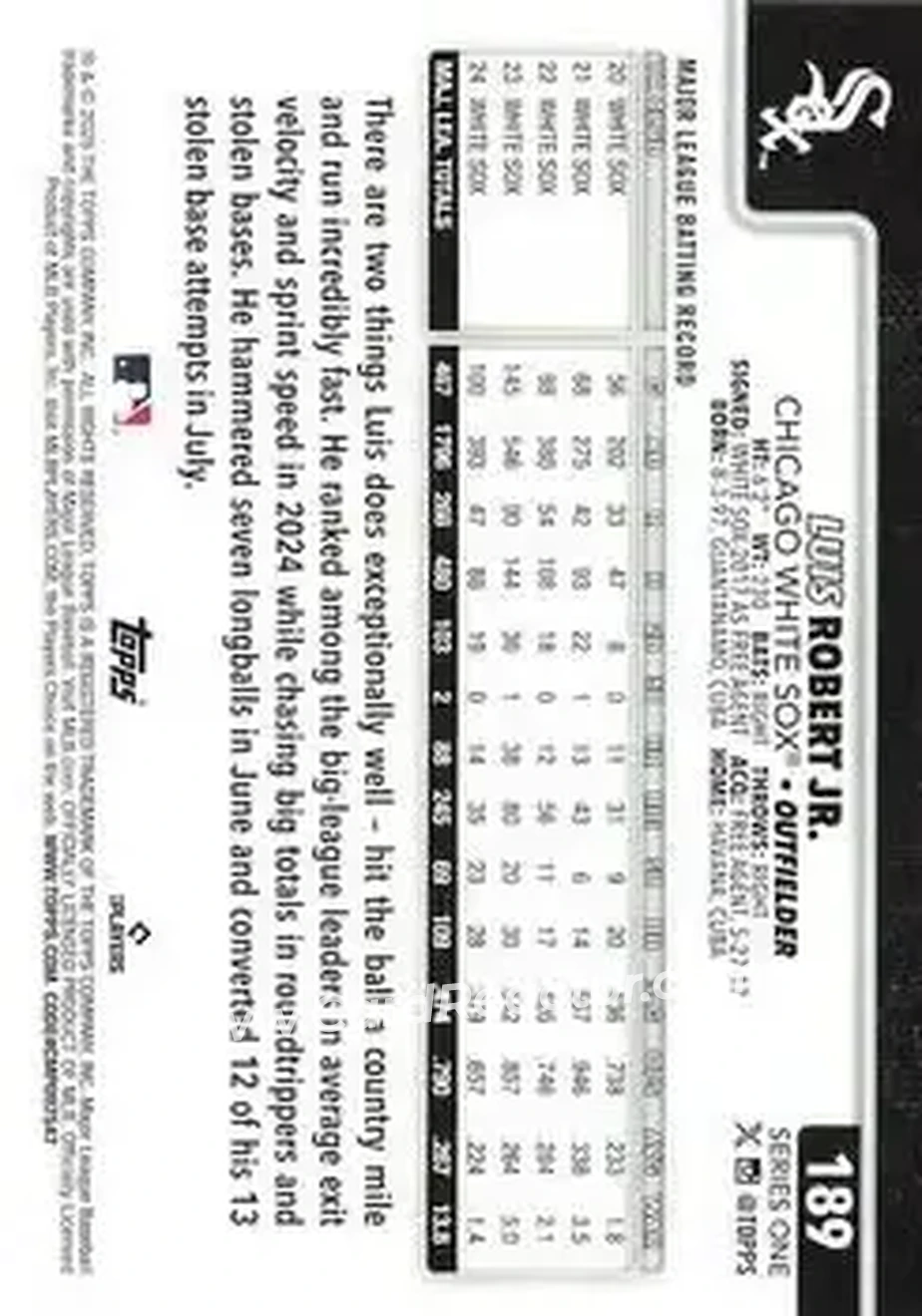 Back of Luis Robert Jr.