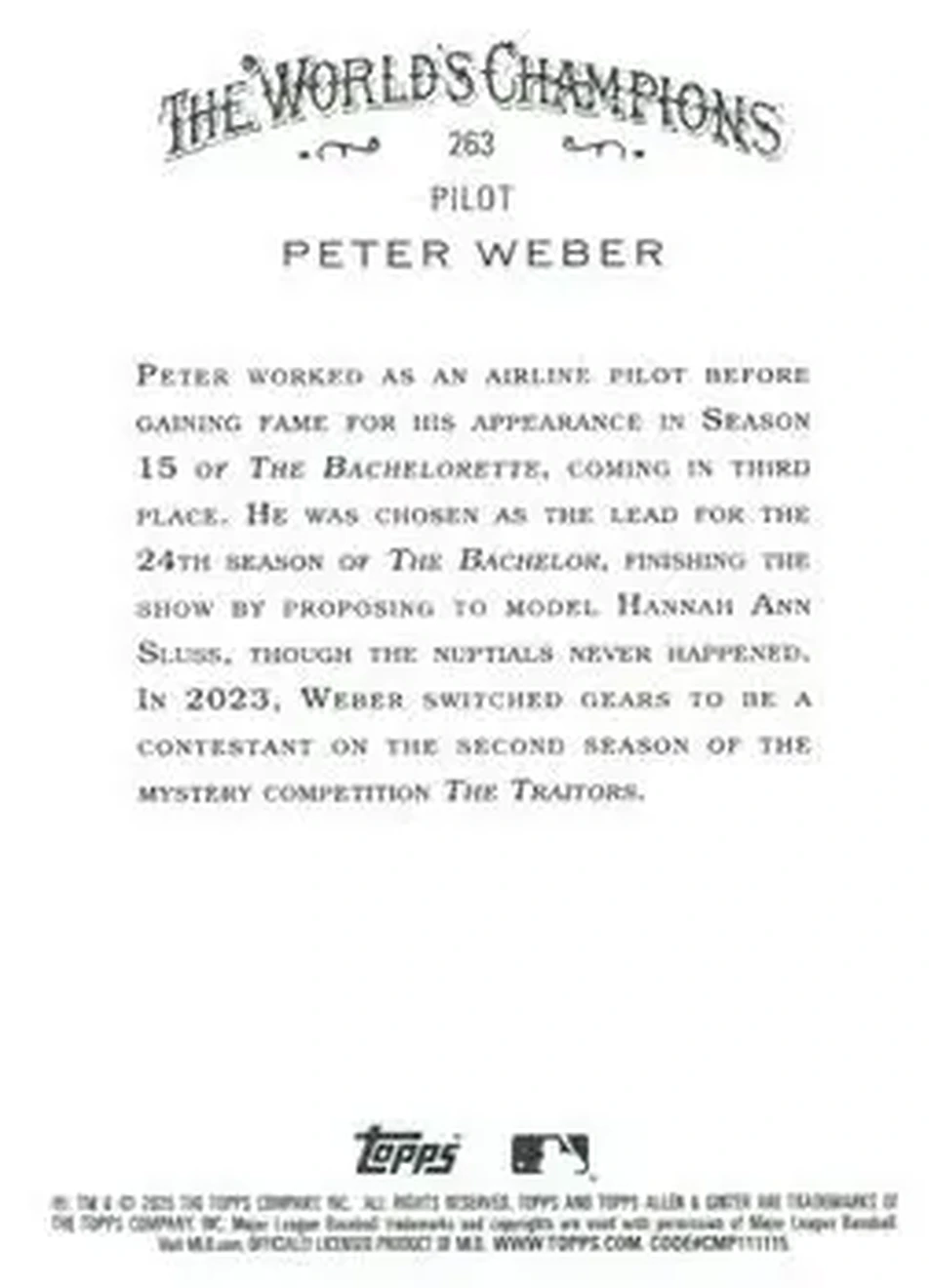 Back of Peter Weber