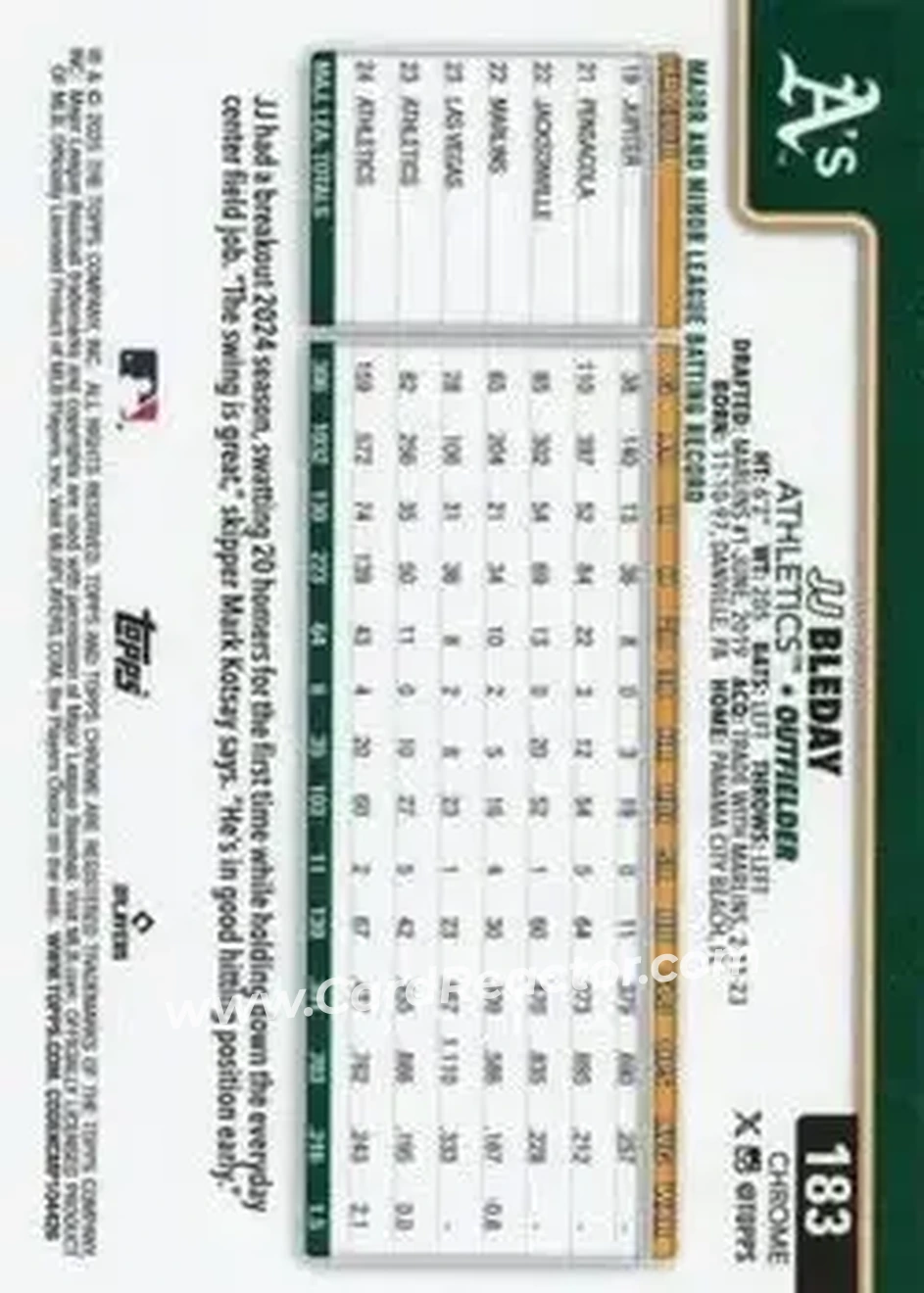 Back of JJ Bleday