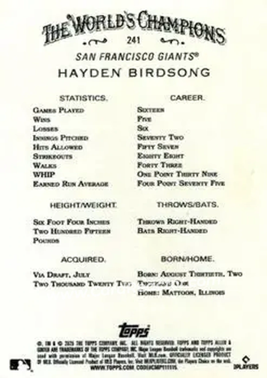 Back of Hayden Birdsong