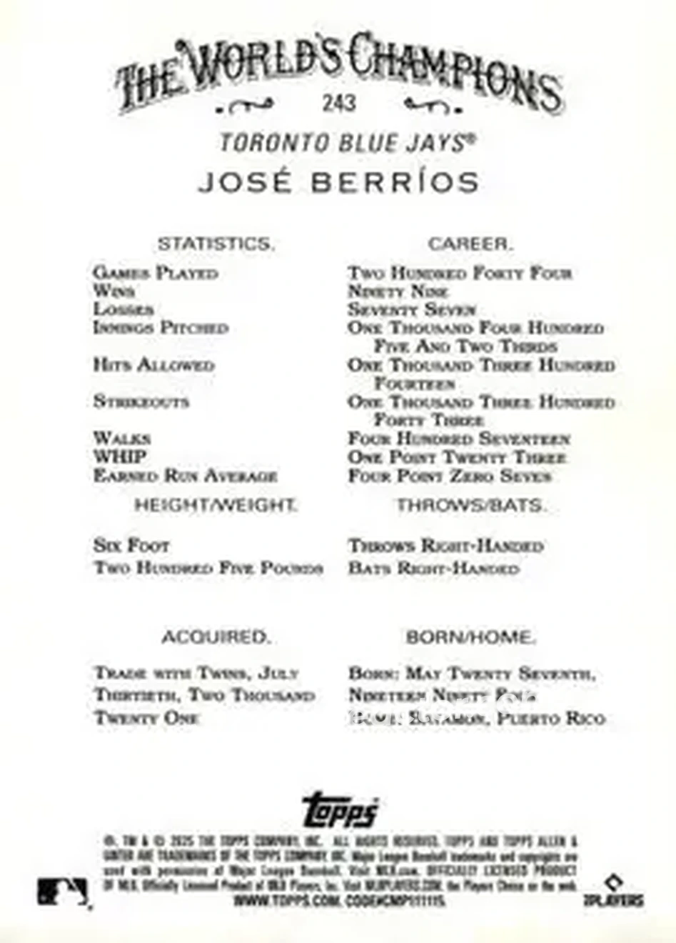 Back of José Berríos