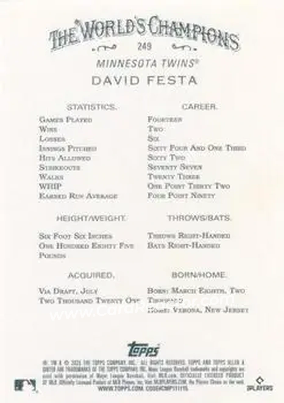 Back of David Festa