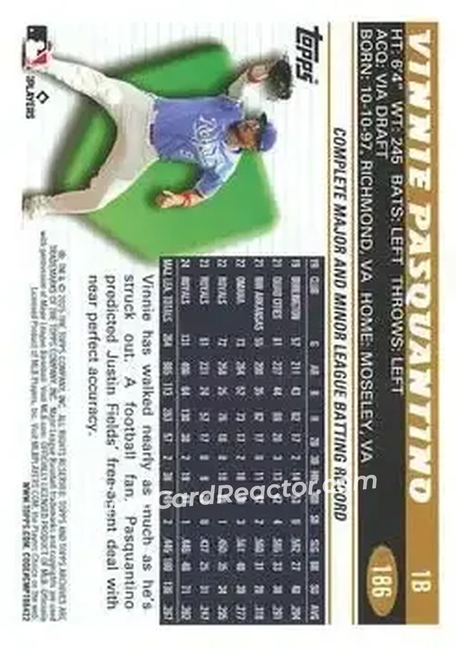 Back of Vinnie Pasquantino