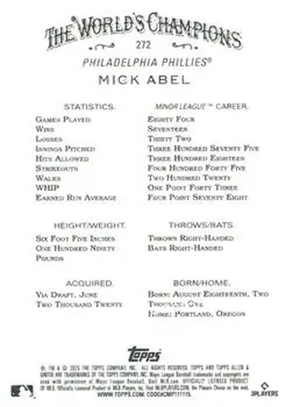 Back of Mick Abel