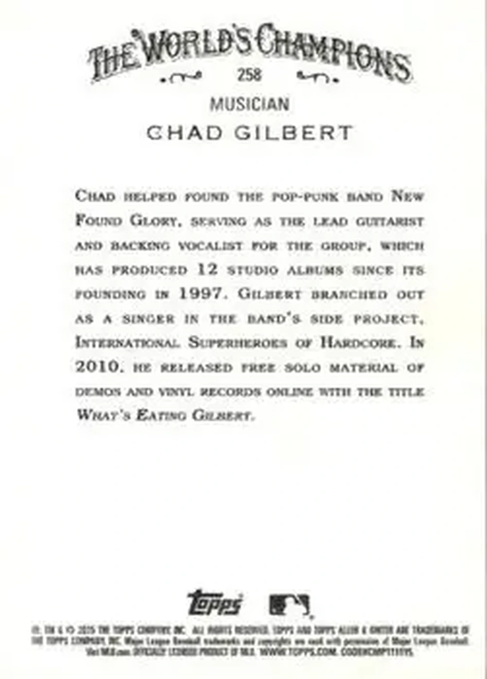 Back of Chad Gilbert