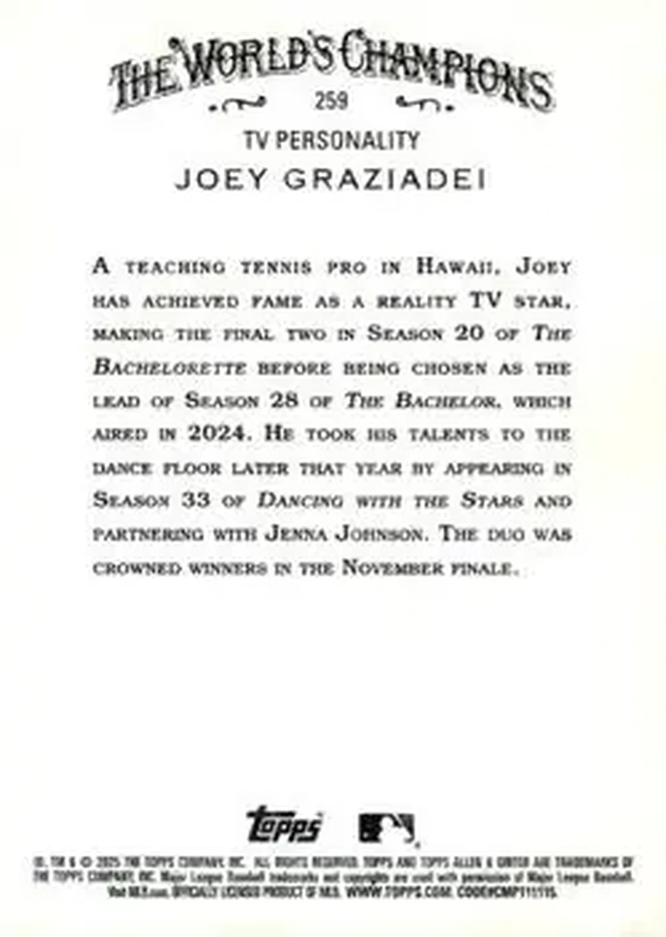 Back of Joey Graziadei