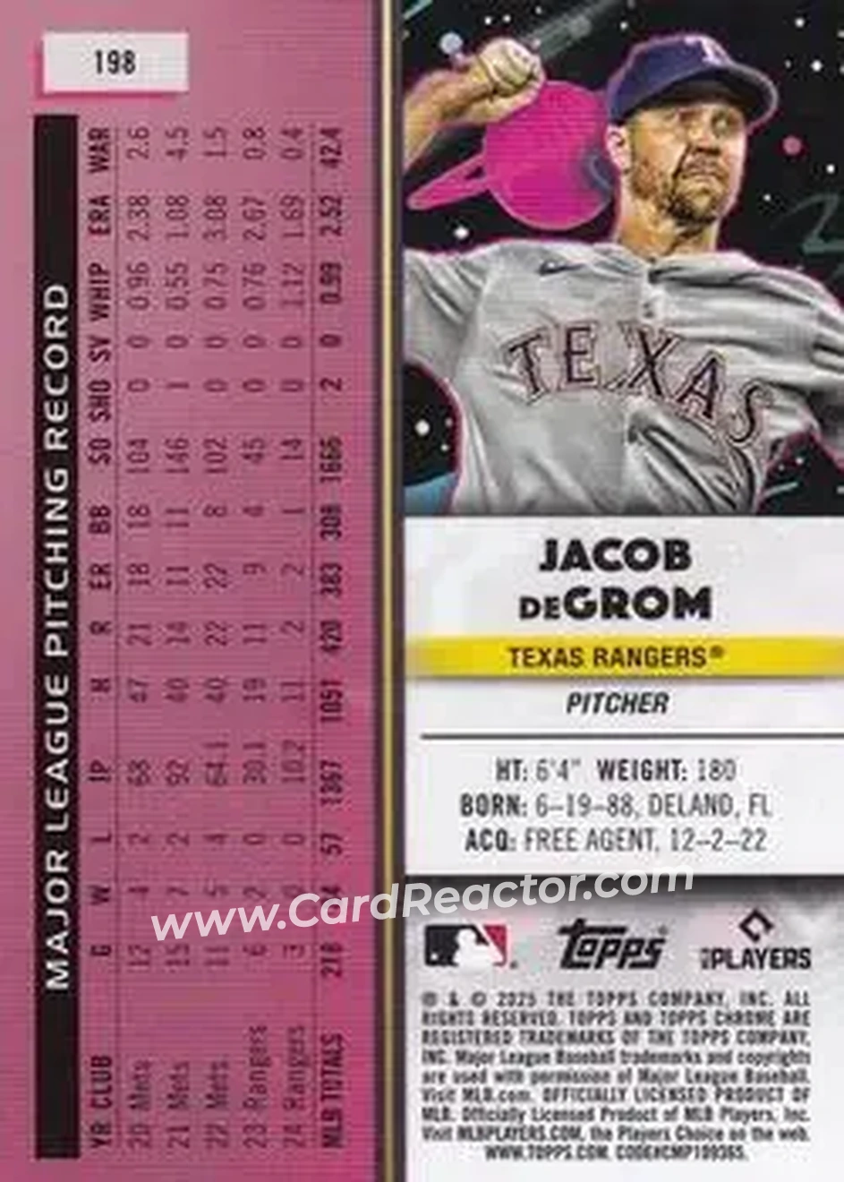 Back of Jacob deGrom