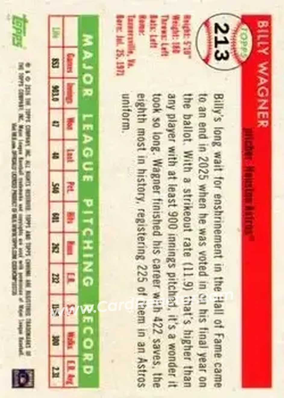 Back of Billy Wagner