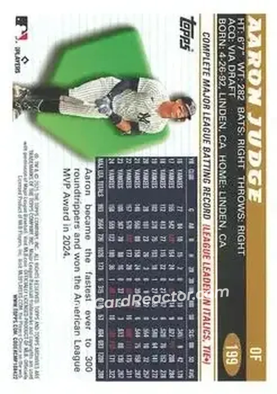 Back of Aaron Judge