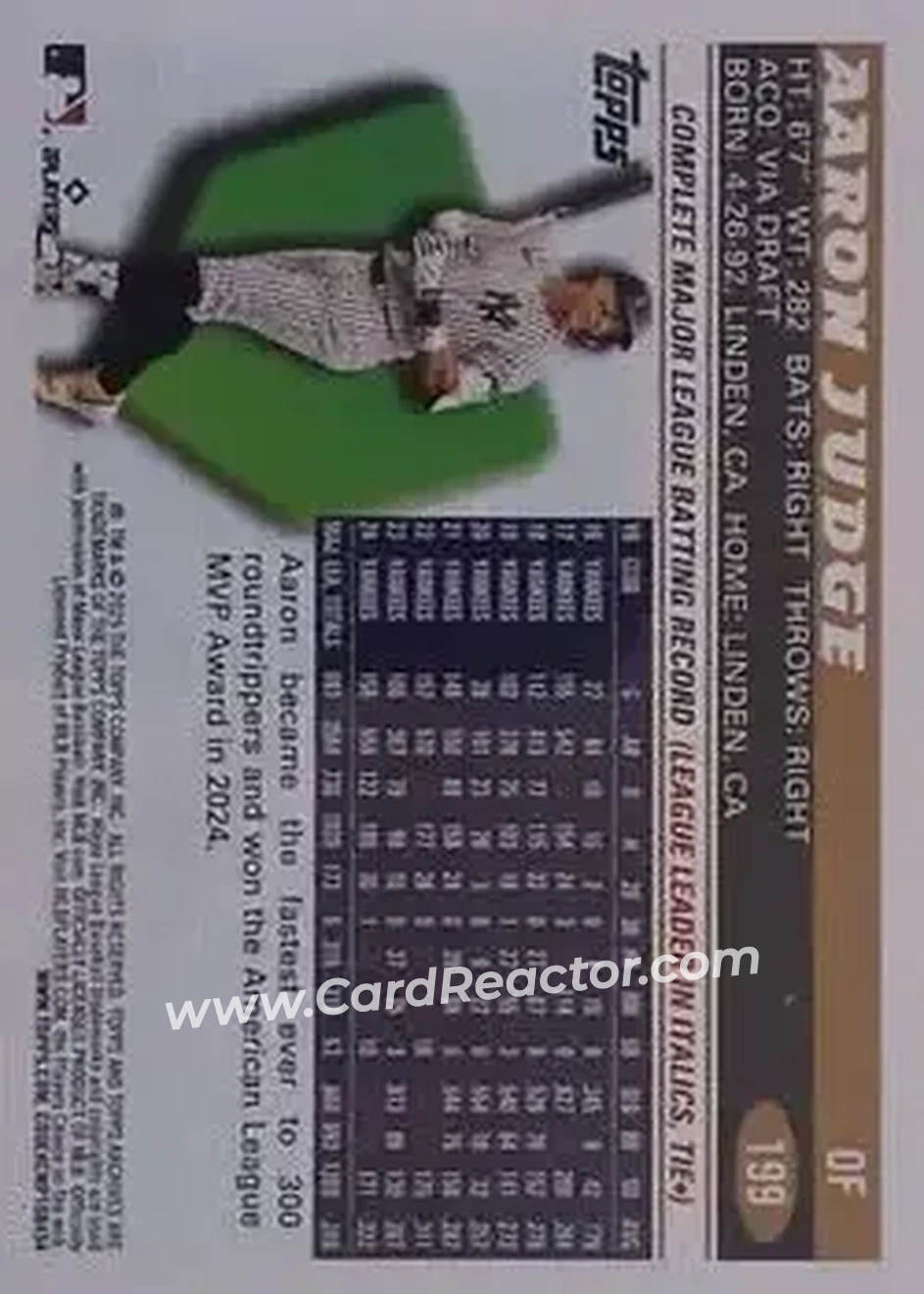 Back of Aaron Judge