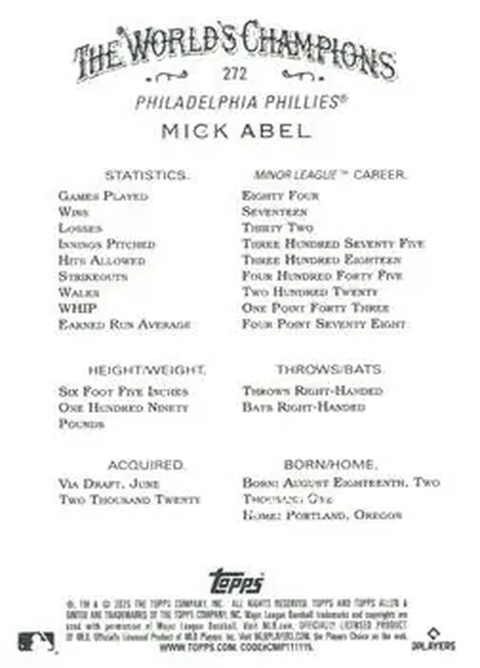 Back of Mick Abel