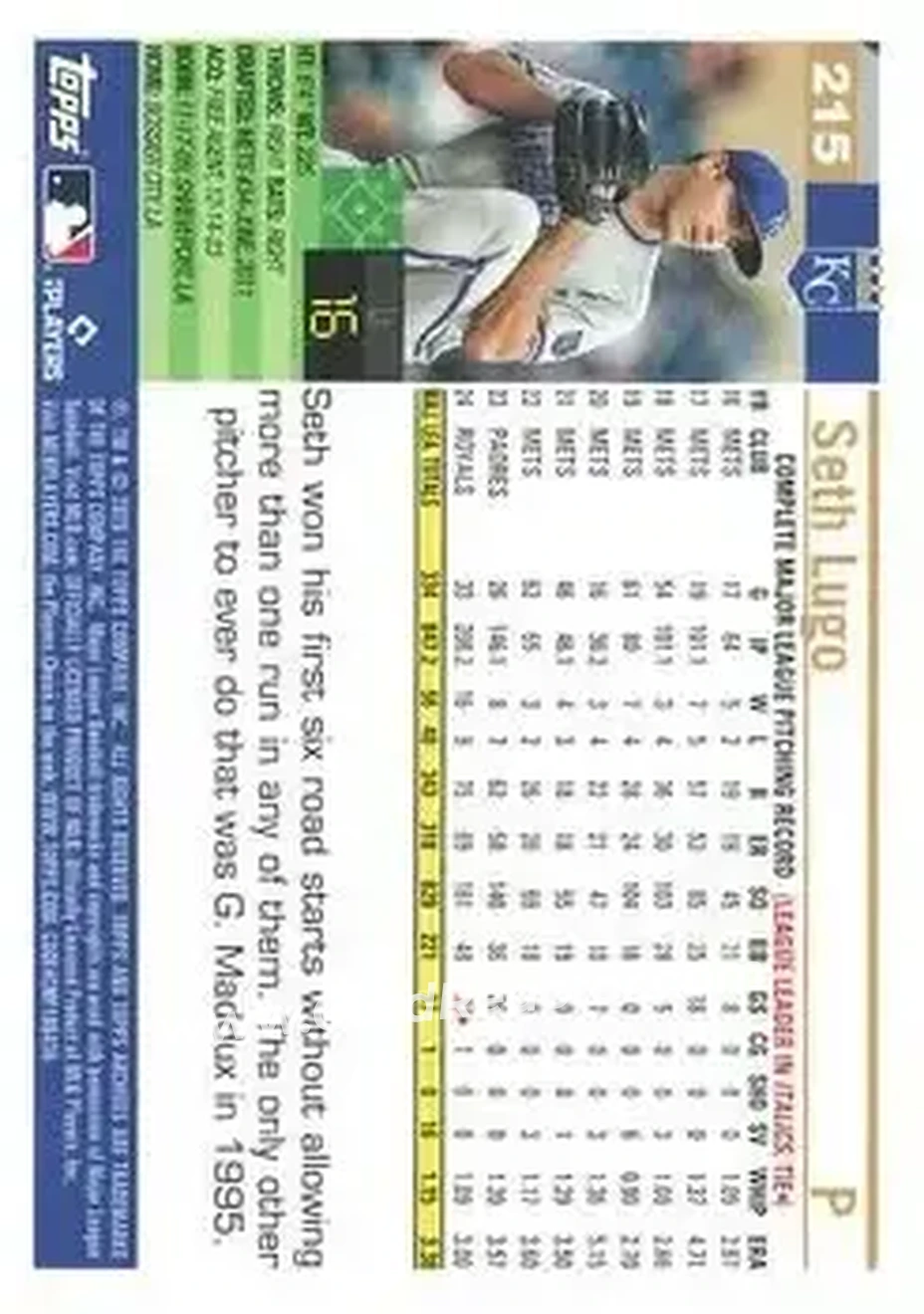 Back of Seth Lugo