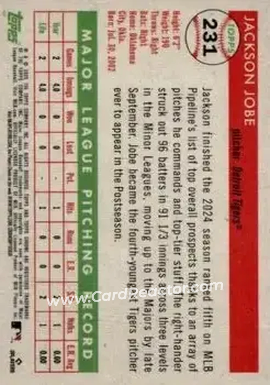 Back of Jackson Jobe