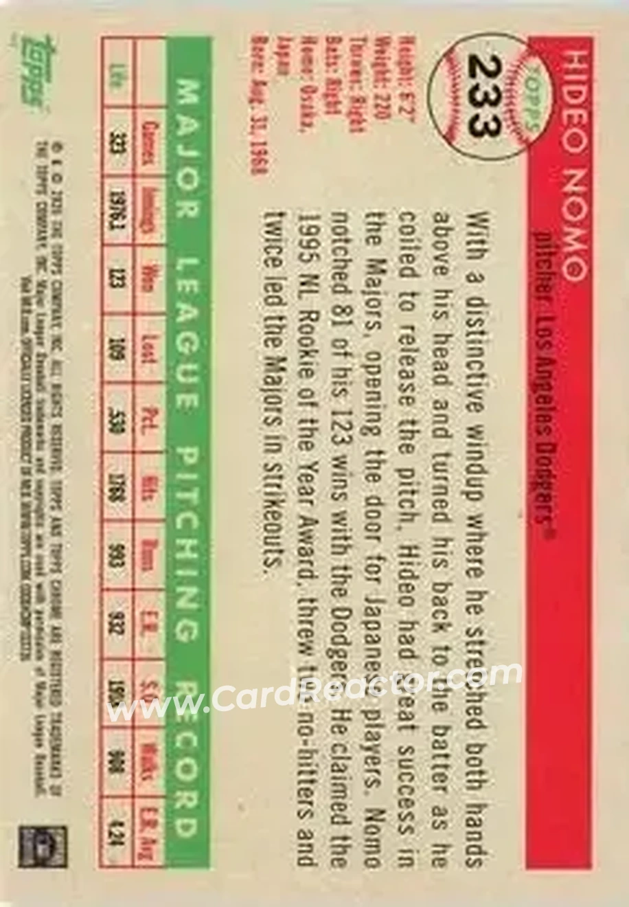Back of Hideo Nomo