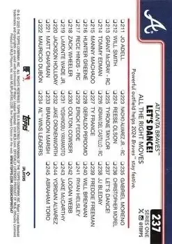 2025 Topps #237 - Let’s Dance! All the Right Moves - Atlanta Braves - Back