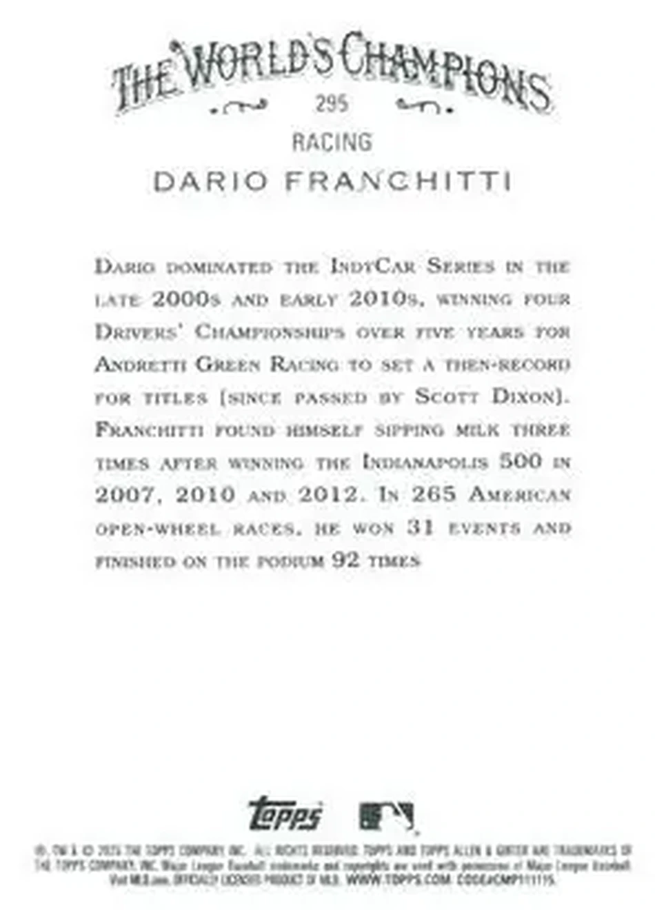 Back of Dario Franchitti