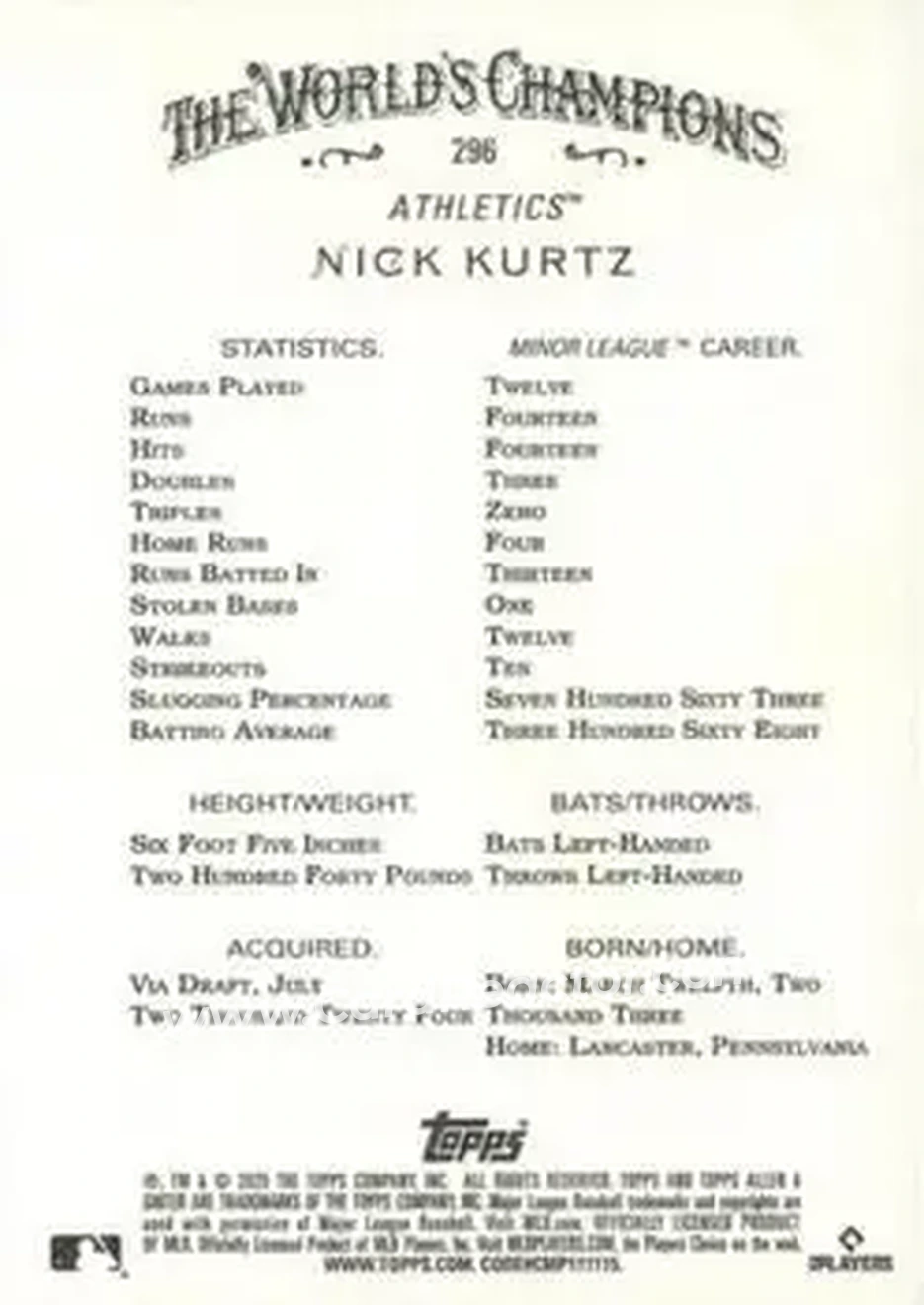 Back of Nick Kurtz