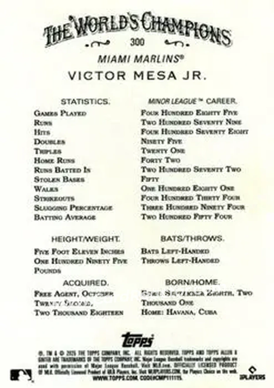 Back of Victor Mesa Jr.
