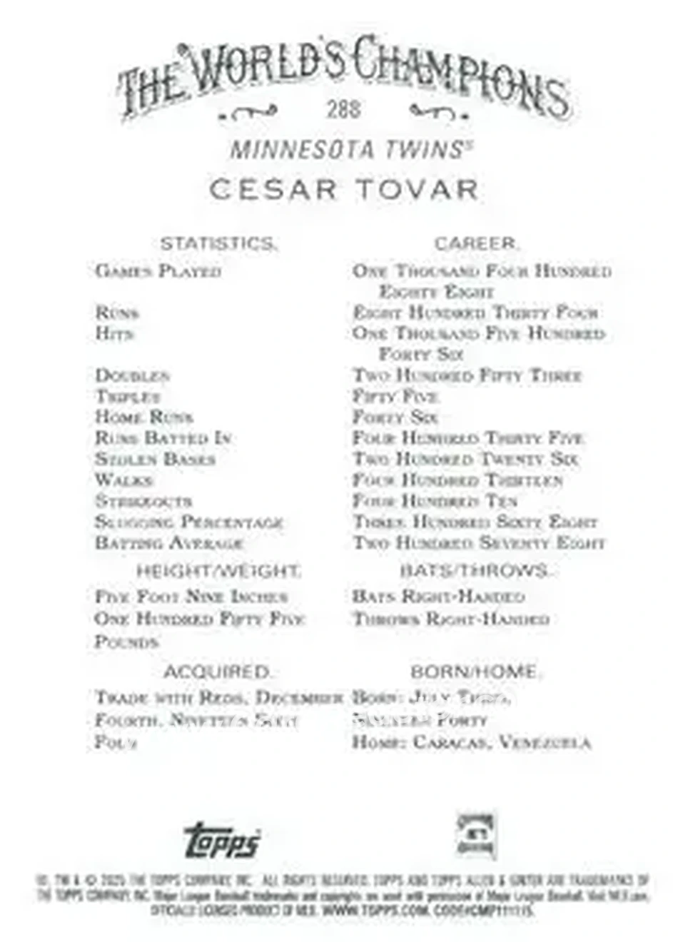 Back of Cesar Tovar