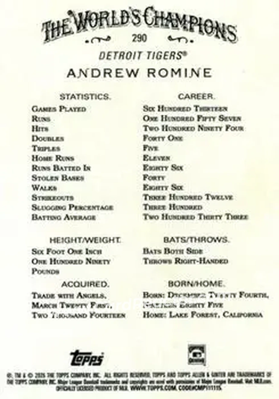 Back of Andrew Romine