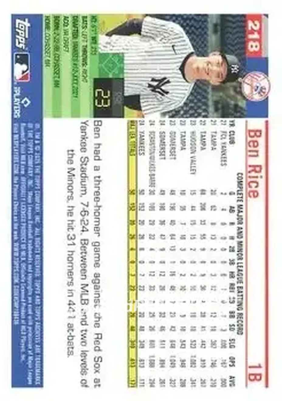 Back of Ben Rice