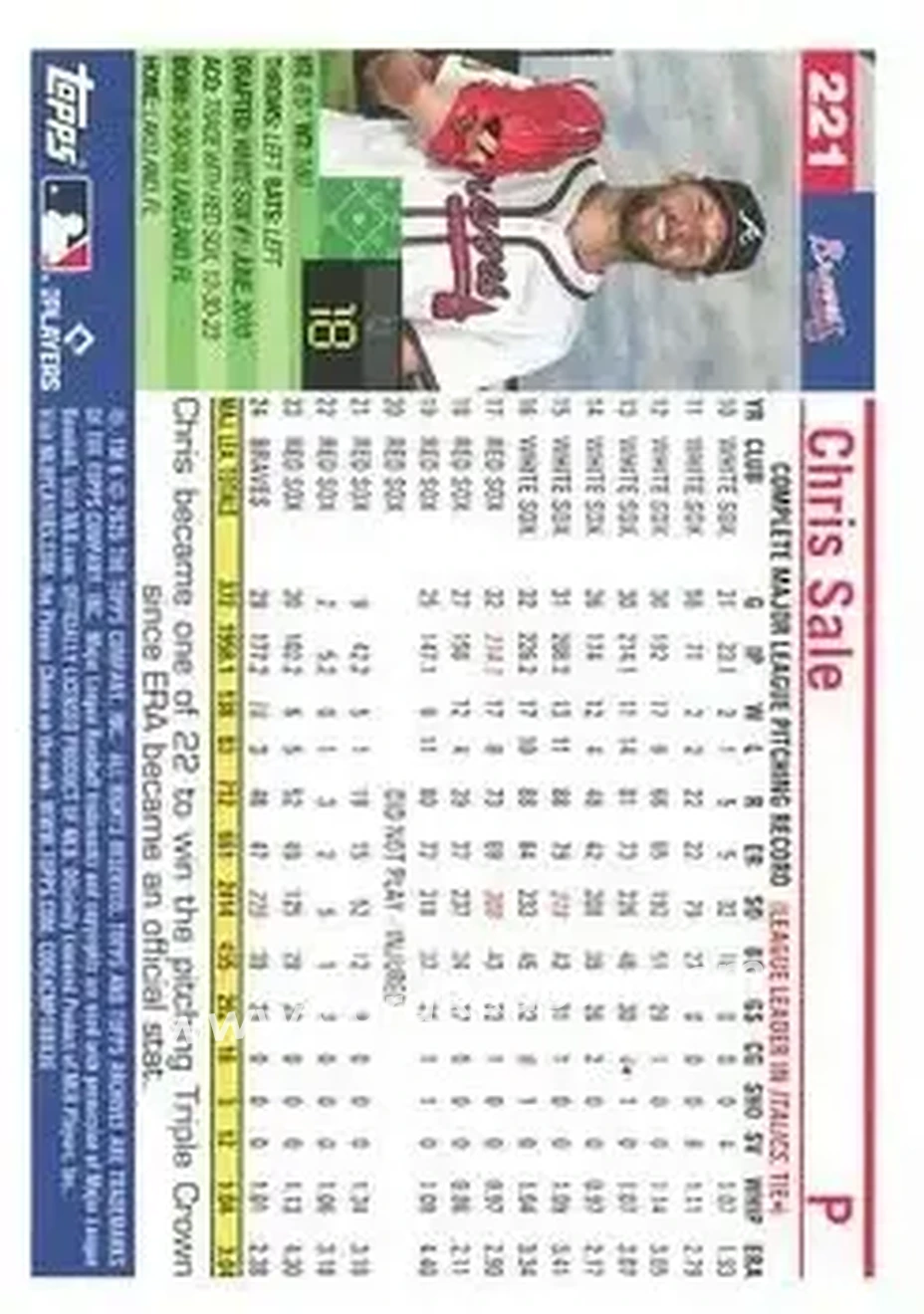 Back of Chris Sale