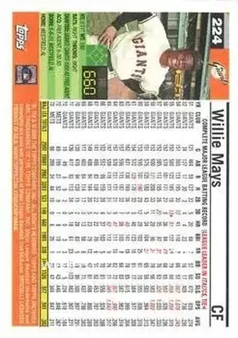 Back of Willie Mays
