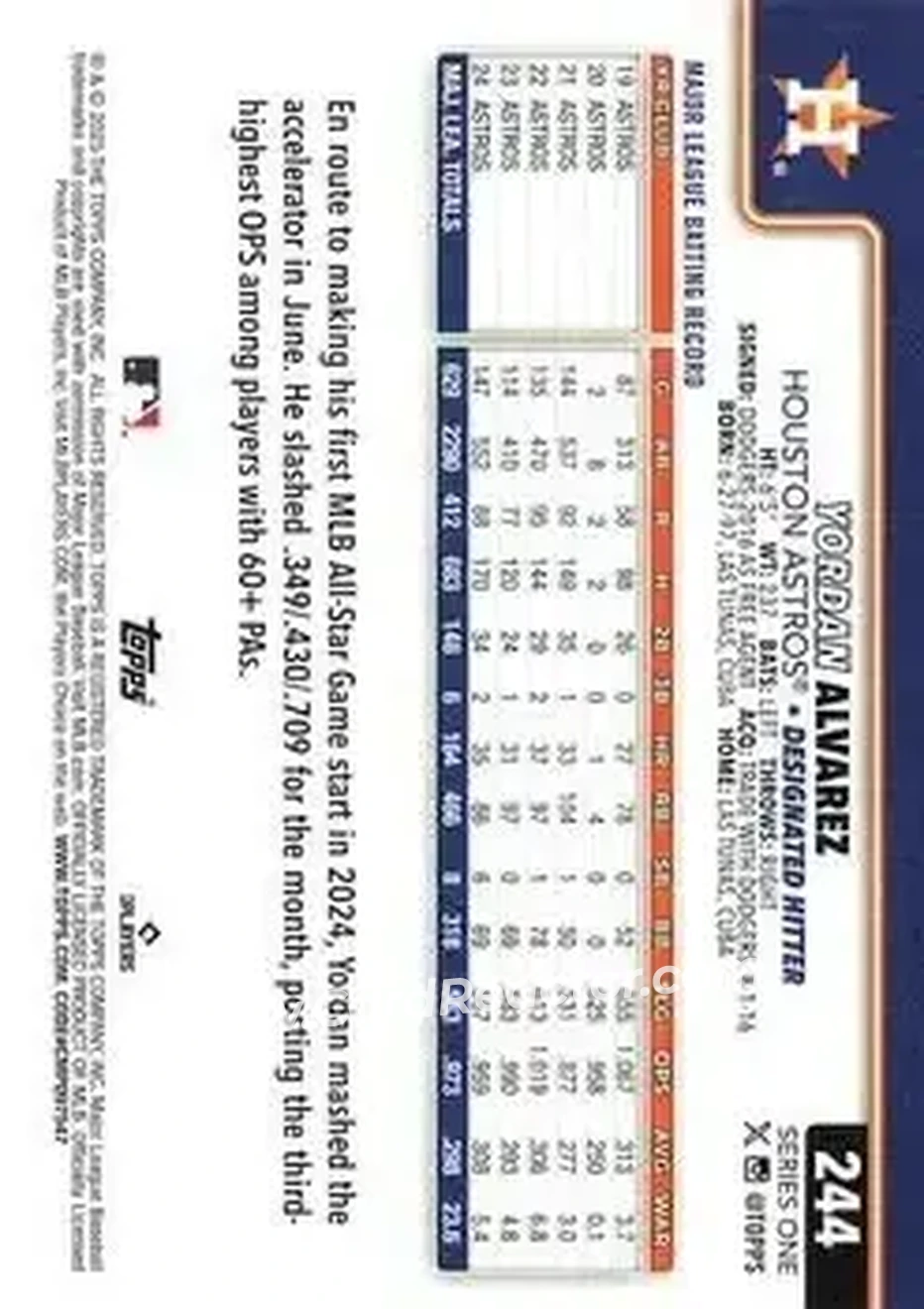 Back of Yordan Alvarez